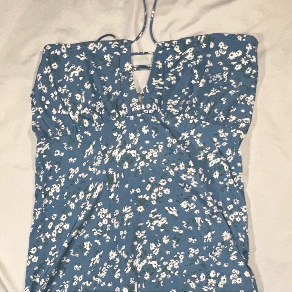 Blue with white flowers dress